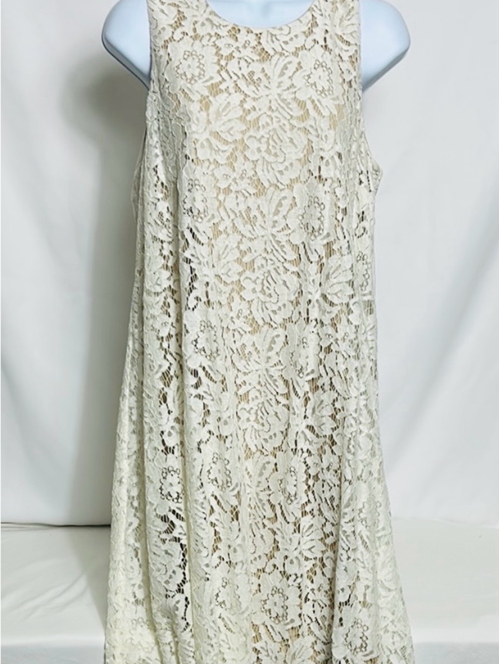 Tommy Hilfiger Women’s size 12 Neutral Color Peek A Boo Back Lace Lined Dress